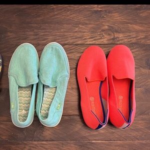 Two Pairs Size 4 girls shoes, Rothy’s and Sanuk